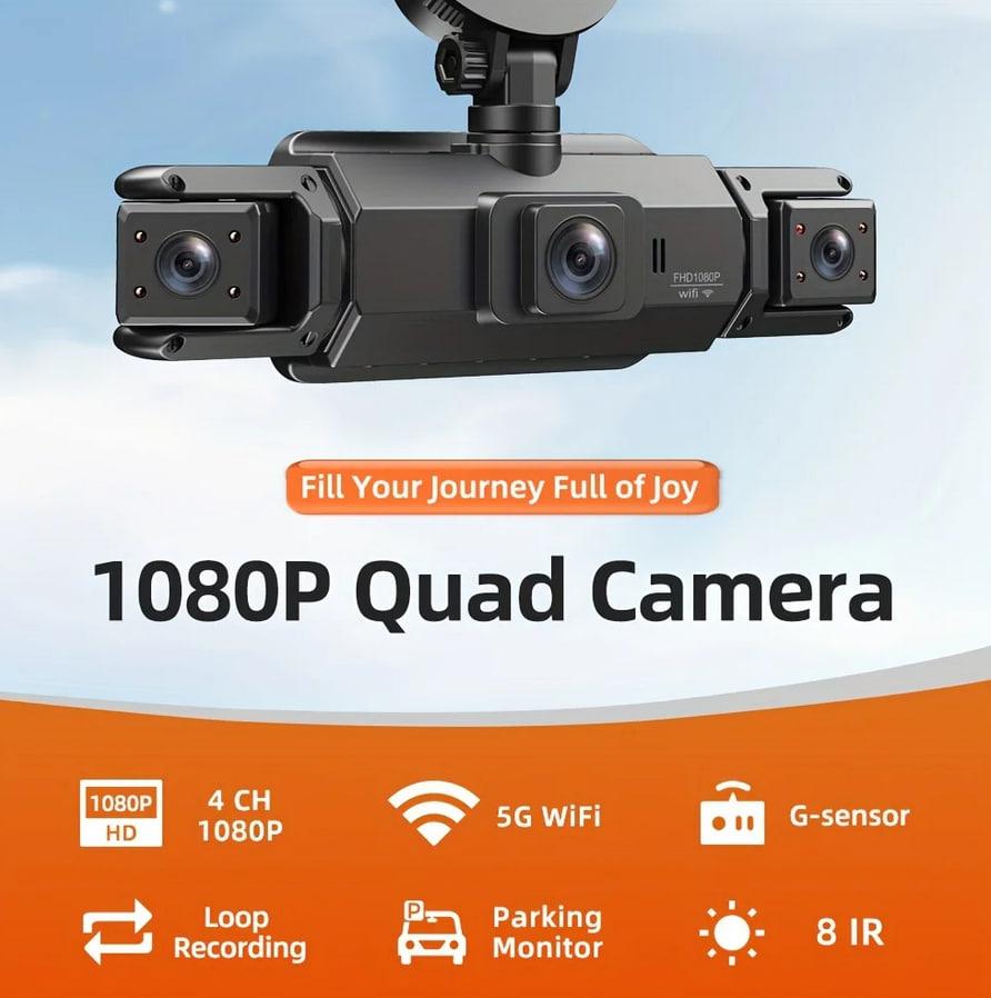 Full HD 1080p Quad Camera Dash Cam – Crisp & Clear Recording