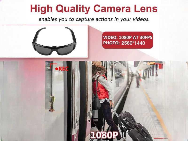 2025 HD 1080P Mini Glasses Camera for action-packed recordings at 1080p resolution, wearable for outdoor activities and sports.

