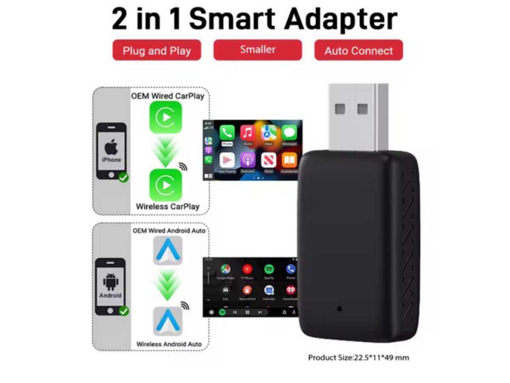 2025 New Wired to Wireless CarPlay 2-in-1 Mini Adapter - Upgrade Your Car Connectivity
