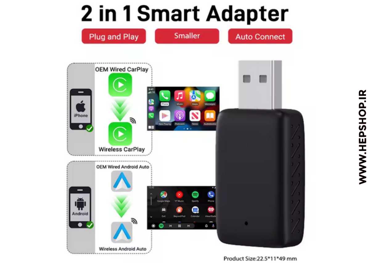 2025 Wired to Wireless CarPlay Adapter for iPhone and Android
