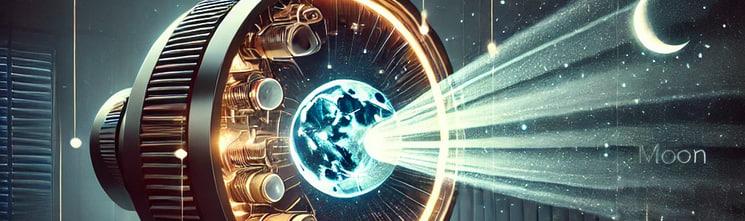 Scientific illustration showcasing the working mechanism of the Earth Moon Projection Lamp