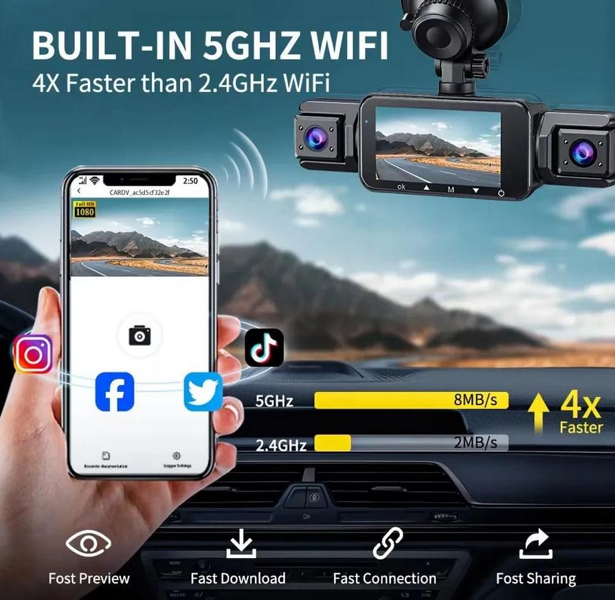 Dash Cam with Built-in 5GHz WiFi – Fast & Stable Connectivity