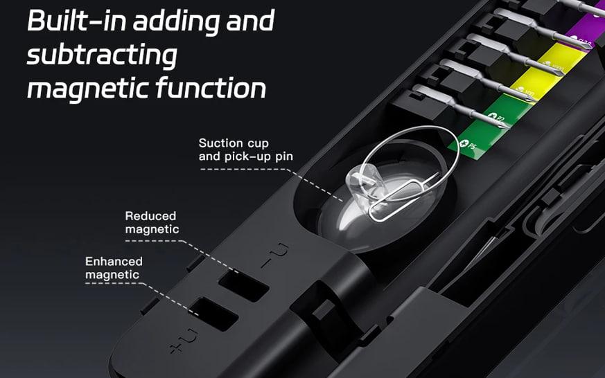 Built-in magnetic adjustment for enhanced screw handling and pickup