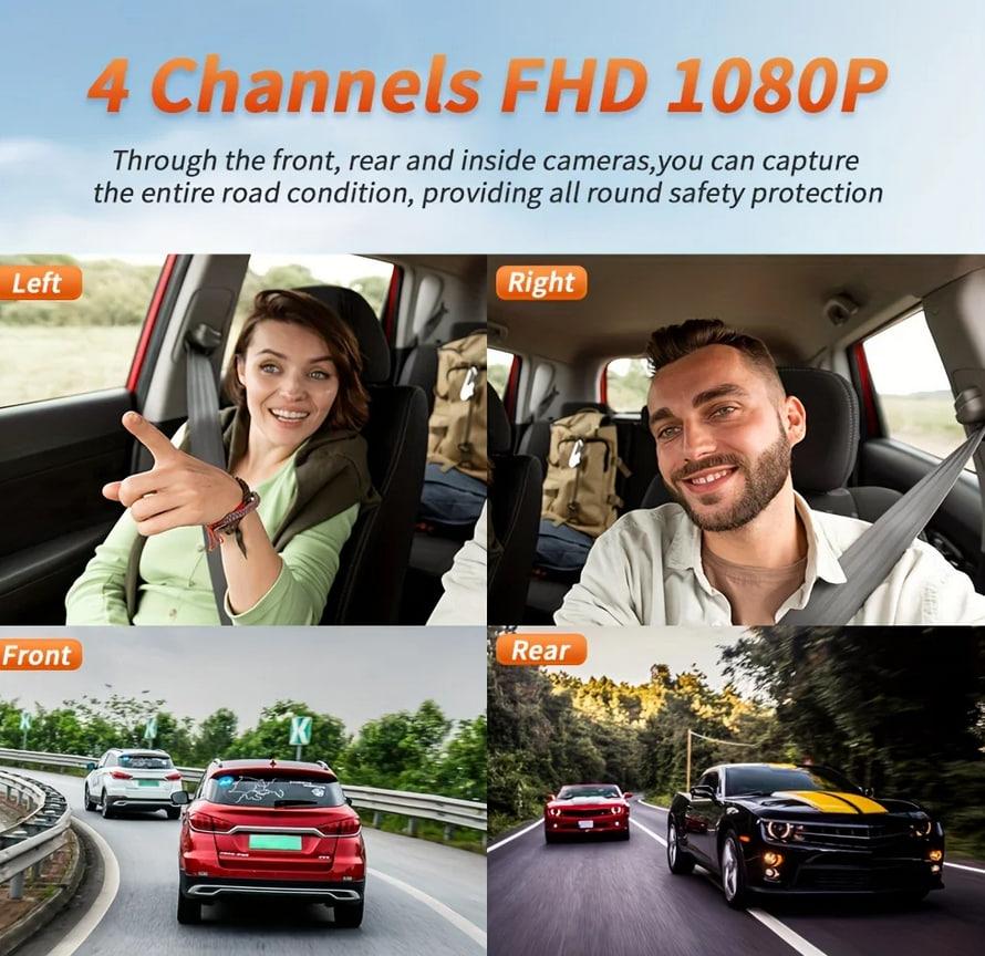 Capture the Entire Road with Front, Rear & Inside Cameras – All-Angle Security