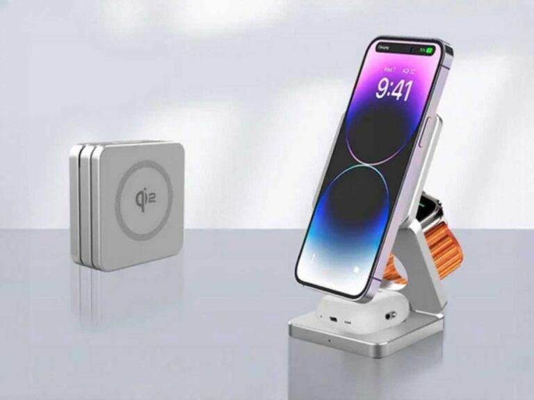 Qi2 3-in-1 15W Wireless Charger for iPhone, AirPods, and Apple Watch with Fast Charging, Foldable Design