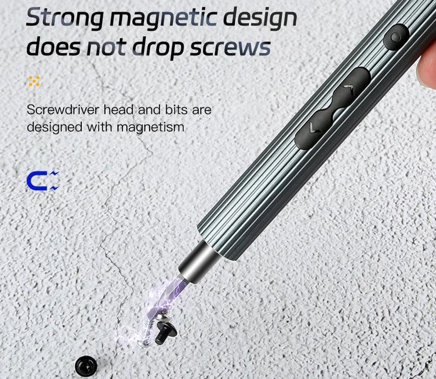 Strong magnetic design prevents screws from dropping during repairs